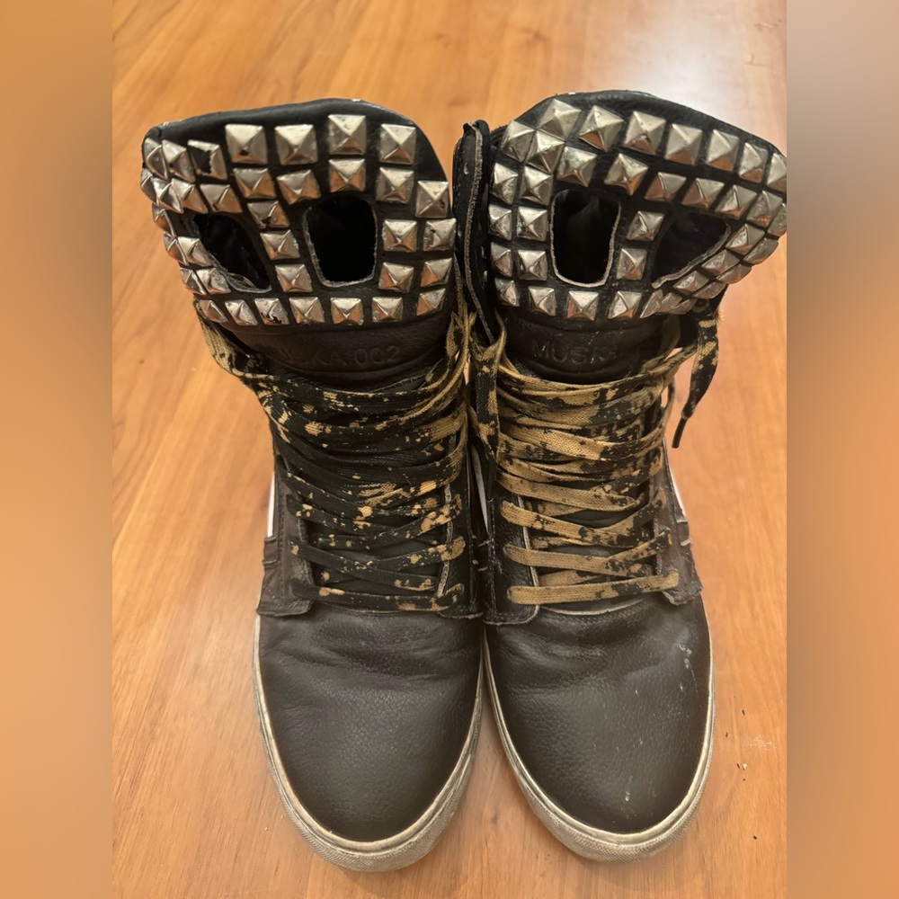 Vintage 2011 SUPRA Muska SkyTop 2 Black Flags distressed custom Studded … - Picture 6 of 9
